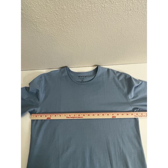 BYLT Drop Cut Shirt Blend Size XL Stretch Light Blue Long Sleeve Curve Hem - Picture 6 of 10
